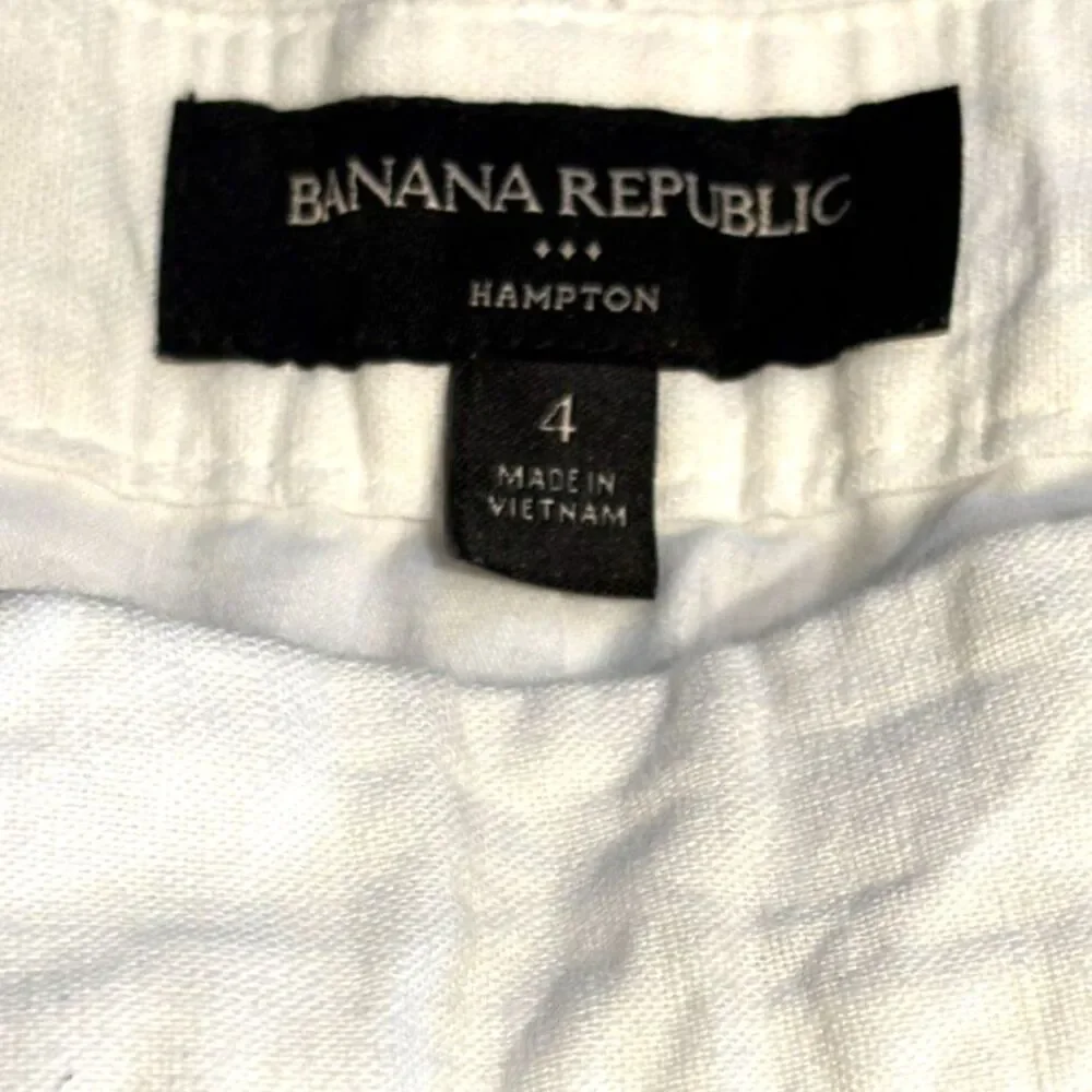 Banana Republic Hampton Linen Blend Pants Size 4 White Straight Leg Trouser